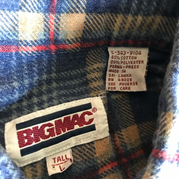 Vintage Big Mac Flannel Shirt Tall Large Pockets - Picture 6 of 7